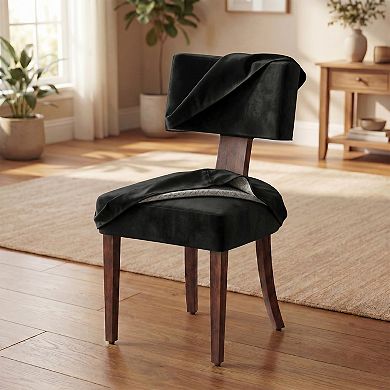 Set of 2 Upholstered Modern Style Inspired Chenille, Curved Backrest, Hardwood Frame