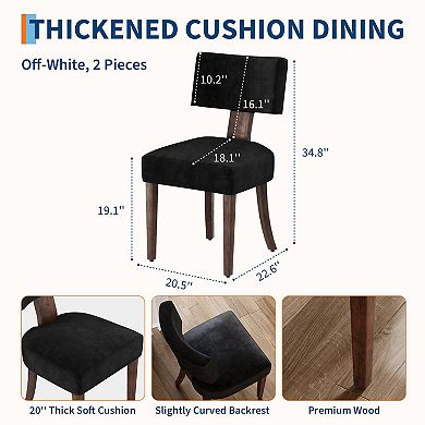 Set of 2 Upholstered Modern Style Inspired Chenille, Curved Backrest, Hardwood Frame