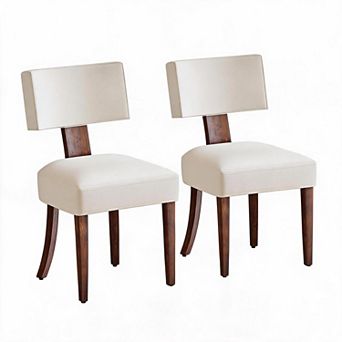 Set of 2 Upholstered Modern Style Inspired Chenille, Curved Backrest, Hardwood Frame