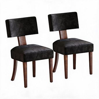 Set of 2 Upholstered Modern Style Inspired Chenille, Curved Backrest, Hardwood Frame