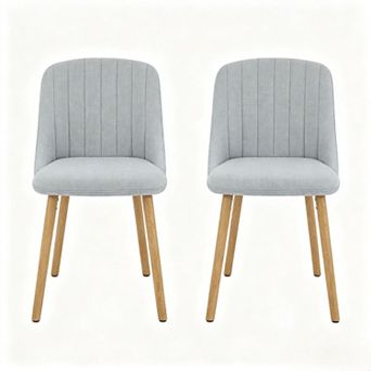 Set of 2 Mid Century Modern Upholstered Kitchen Chairs with Wood Legs