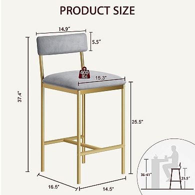 Set of 4 Extra Wide Counter Height Dining Chairs with Backrest