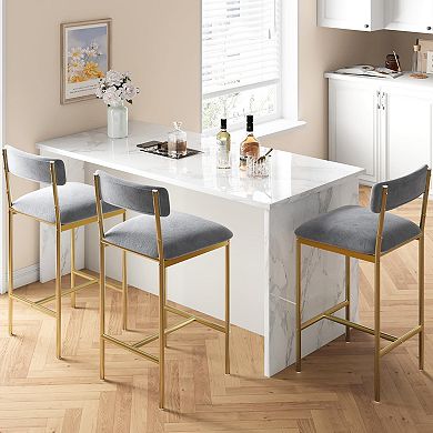 Set of 4 Extra Wide Counter Height Dining Chairs with Backrest