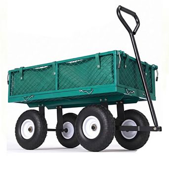 Steel Yard Utility Cart 400lbs Heavy-Duty All-Terrain Tires with Waterproof Liner, Foldable Handle