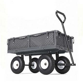 Steel Yard Utility Cart 400lbs Heavy-Duty All-Terrain Tires with Waterproof Liner, Foldable Handle