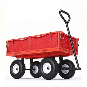 Steel Yard Utility Cart 400lbs Heavy-Duty All-Terrain Tires with Waterproof Liner, Foldable Handle