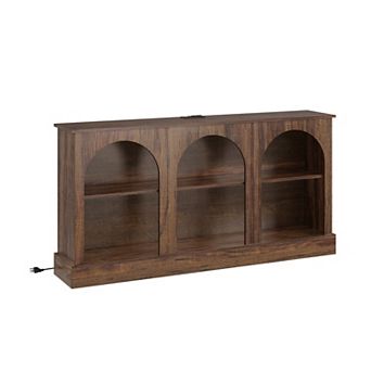 Living Room Furniture, 63" Arched TV Stand with Built-in Charging Station