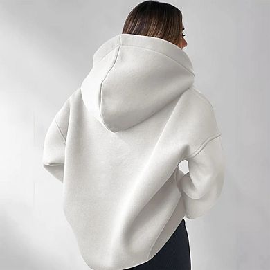 Womens Hoodies Oversized V Neck Sweatshirts Long Sleeve Pullover Casual Preppy Clothes