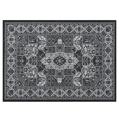 lxt-Area Rug Vintage Medallion Distressed Carpet Machine Washable Non-Slip Rug