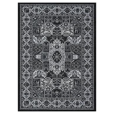 lxt-Area Rug Vintage Medallion Distressed Carpet Machine Washable Non-Slip Rug
