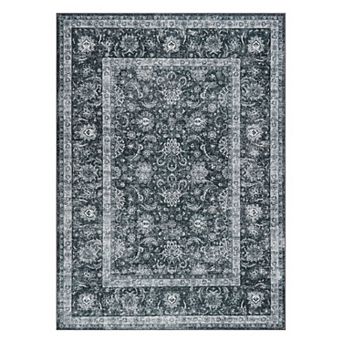 lxt-Boho Area Rug Machine Washable Carpet Vintage Floral Area Rug for Living Room Bedroom