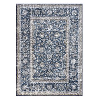 lxt-Boho Area Rug Machine Washable Carpet Vintage Floral Area Rug for Living Room Bedroom