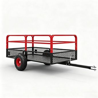22 Cu.Ft 1600lbs Steel ATV UTV Trailer Tow Behind Dump Cart, Heavy Duty Garden Cart Utility Trailer