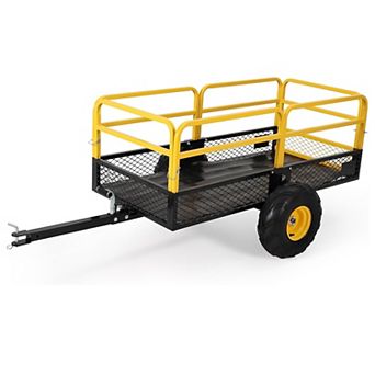 22 Cu.Ft 1600lbs Steel ATV UTV Trailer Tow Behind Dump Cart, Heavy Duty Garden Cart Utility Trailer