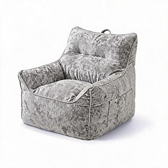 Plush Chenille Bean Bag, Shredded Foam Interior with Armrest Design, Relaxation Chair for Bedroom