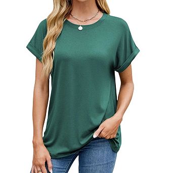 Womens Tops Summer Casual Cap Sleeve T shirts Business Dressy Spring Fashion Outfits Trendy Clothes