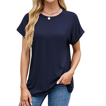 Womens Tops Summer Casual Cap Sleeve T shirts Business Dressy Spring Fashion Outfits Trendy Clothes