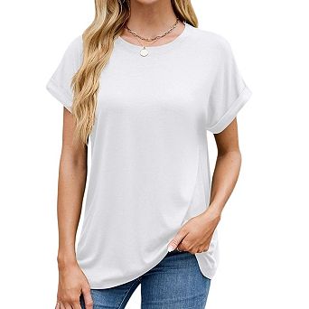 Womens Tops Summer Casual Cap Sleeve T shirts Business Dressy Spring Fashion Outfits Trendy Clothes