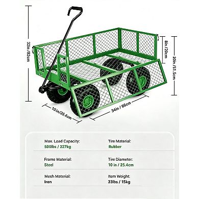 Heavy Duty Mesh Garden Metal Wagon with Removable Sides