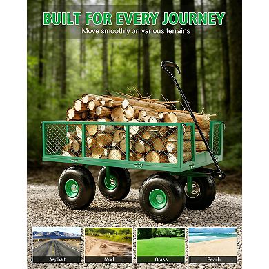 Heavy Duty Mesh Garden Metal Wagon with Removable Sides