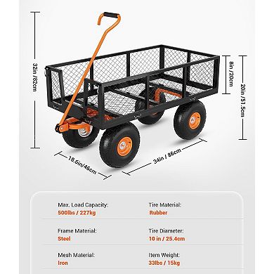 Heavy Duty Mesh Garden Metal Wagon with Removable Sides