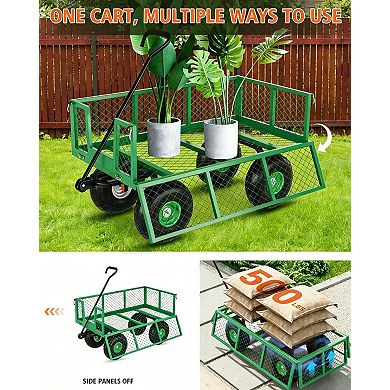 Heavy Duty Mesh Garden Metal Wagon with Removable Sides