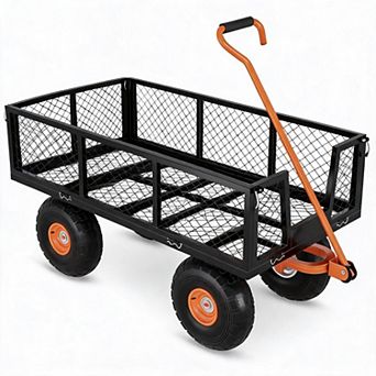 Heavy Duty Mesh Garden Metal Wagon with Removable Sides