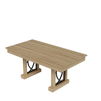 71 Inch Rectangular Farmhouse Dining Table with 2 Storage Drawers, Thick Wooden Tabletop Seats