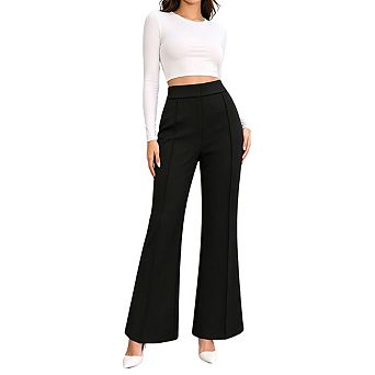 Women's High Waist Front Seam Elegant Casual Wide Leg Dress Pants