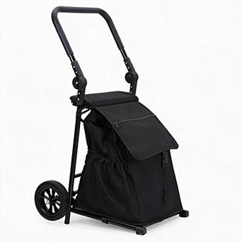 2-in-1 Collapsible Utility Cart - Heavy Duty Rolling Shopping Trolley with Removable Waterproof Bag