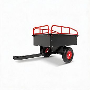 Heavy Duty ATV Trailer Tow Behind Dump Cart, 15 Cu.ft. 750 Lbs Capacity