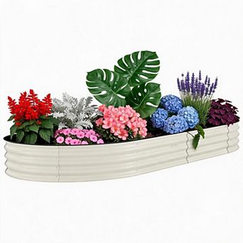 10x4x1.5Ft 0.6mm Stainless Steel Oval Raised Garden Bed with Anti Cut Strips