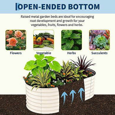 6x3x2Ft Beige Oval Metal Raised Garden Bed Weather Resistant Galvanized Planter Box