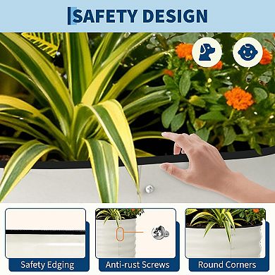 6x3x2Ft Beige Oval Metal Raised Garden Bed Weather Resistant Galvanized Planter Box