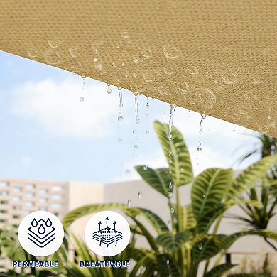 10x13FT Sand Rectangle UV Block Sun Shade Sail Outdoor Patio Canopy