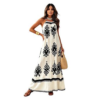 Summer Dress for Women Floral Sundress Spaghetti Strap Flowy Beach Vacation Boho Maxi Dresses