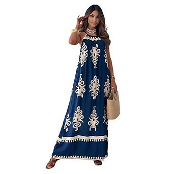 Summer Dress for Women Floral Sundress Spaghetti Strap Flowy Beach Vacation Boho Maxi Dresses