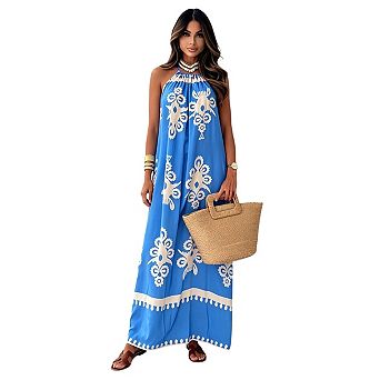Summer Dress for Women Floral Sundress Spaghetti Strap Flowy Beach Vacation Boho Maxi Dresses