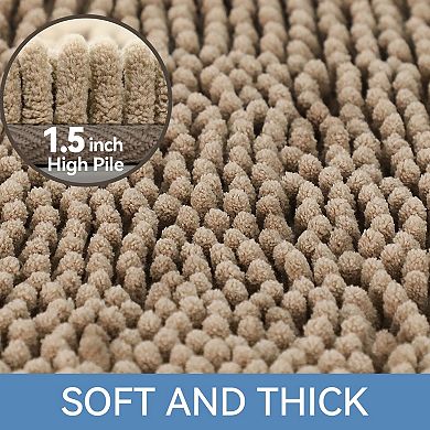 Rubber backed microfiber bath mat absorbent quick dry washable durable stylish