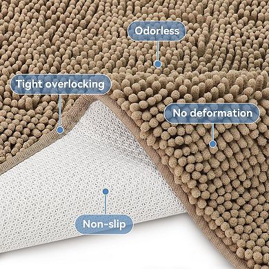 Rubber backed microfiber bath mat absorbent quick dry washable durable stylish