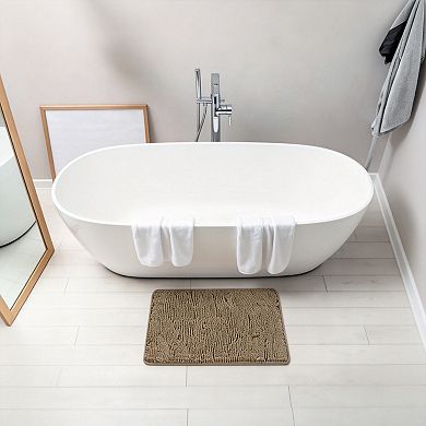 Rubber backed microfiber bath mat absorbent quick dry washable durable stylish