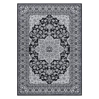 ANIXOL Vintage Floral Medallion Washable Area Rug