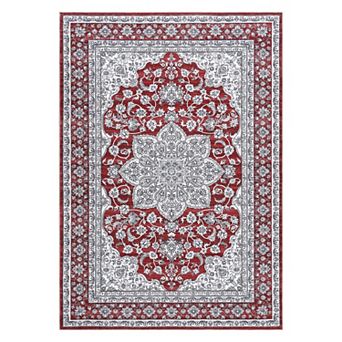 ANIXOL Vintage Floral Medallion Washable Area Rug