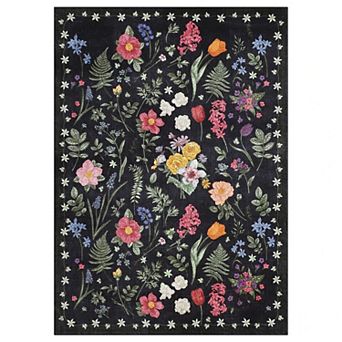Modern Elegant Boho Floral Pattern Soft Non Slip Stain Resistant Reversible Rug for Living Room
