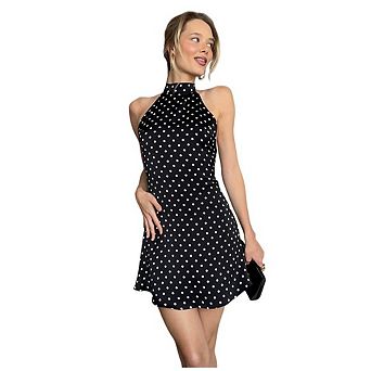 Women's Halter Neck Polka Dot Sleeveless A-Line Short Summer Sundress