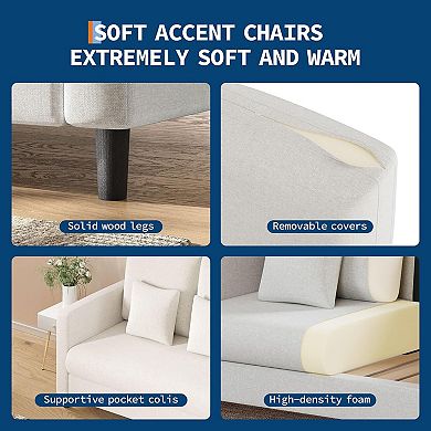 52" Teddy Loveseat Sofa, Chenille Couch with 2 Pillows, Tool-Free Setup for Small Spaces
