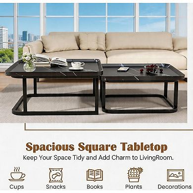 Square Small Coffee Tables for Living Room, Bedroom, Balcony, Versatile End Table Set