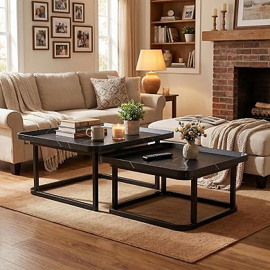 Square Small Coffee Tables for Living Room, Bedroom, Balcony, Versatile End Table Set