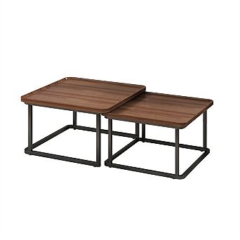 Square Small Coffee Tables for Living Room, Bedroom, Balcony, Versatile End Table Set