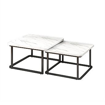 Square Small Coffee Tables for Living Room, Bedroom, Balcony, Versatile End Table Set